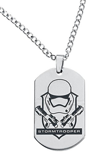 Star Wars Jewelry Episode 7 Stormtrooper Laser Etched Dog Tag Pendant Necklace, 22'