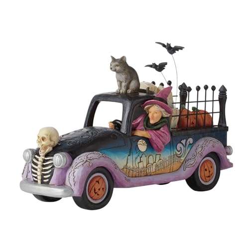 Enesco Jim Shore Heartwood Creek Halloween Pickup Truck Figurine, 6.3 Inch, Multicolor, Black