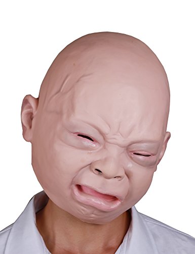 LarpGears Halloween Costume Party Baby Mask Full Head for Adults Latex Cry Baby Mask