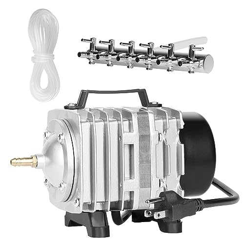 YSSOA Air Pump with Adjustable Air Flow Outlets for Aquariums, Ponds, Hydroponics Systems,Silver