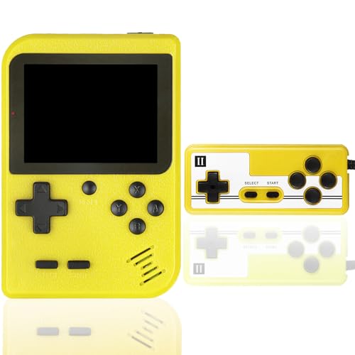 Retro Handheld Game, Portable Retro Video Game Console with 500 Classical Games, 3.0-Inches Color Screen, 1020mAh Rechargeable Battery Support for Connecting TV and Two Players(Yellow)