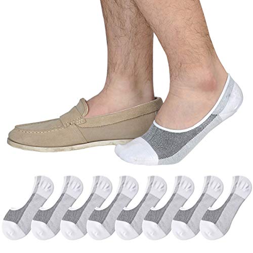 JORMATT 8 Pairs Mens Women Genuine No Show Socks Boys Sneaker Shoes Mesh Knit Low Cut Athletic Cotton Socks Non Slip, Men Shoe size 10-14