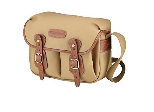 Billingham Hadley Small, Camera or Document Shoulder Bag, Canvas with Tan Leather Trim and Brass Fittings- Khaki