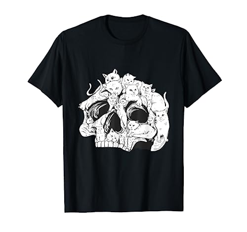Cute Cats Skull Formed Bone Head Skeleton Skull T-Shirt