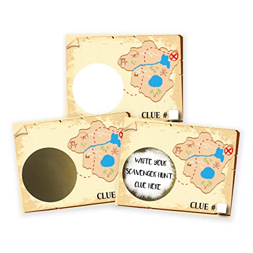Make Your Own DIY Treasure Map Scavenger Hunt Scratch Off ScratchNotes 20 Pack 3x4 Note Cards & Stickers