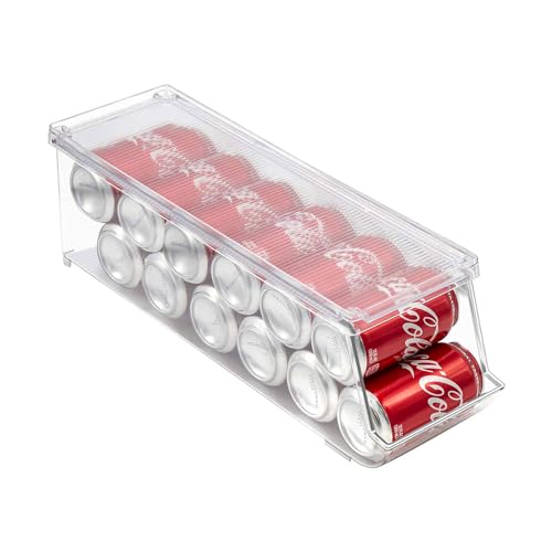 Sorbus Soda Can Organizer for Refrigerator - Stackable with Lid, Holds 12 Cans Each, BPA-Free - Fridge Organizers and Storage, Soda Can Dispenser for Refrigerator (1 Pack)