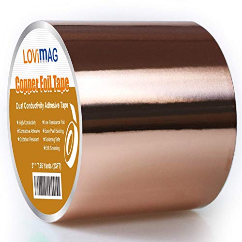 LOVIMAG Copper Foil Tape (3'X 275') with Conductive Adhesive for Guitar & EMI Shielding,Crafts, Electrical Repairs, Grounding