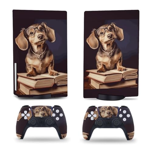 PS5 Skin Dog Wearing Glasses Console and Controller Vinyl Cover Sticker Full Set for Playstation 5 Skins Protectors Disc Edition