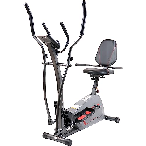 Body Champ Trio-Trainer Low-Impact Recumbent Elliptical Upright Exercising Machine Steel Frame Ultra Quiet Motorized Drive with Adjustable Magnetic Resistance, Luxurious Profile BRT6530
