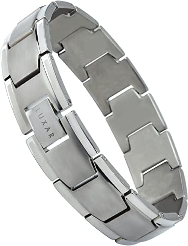 LUXAR Men's Titanium Link Bracelet | Solid Titanium Adjustable Bracelet Designed for Men | Explore The World of Luxar [Brushed Titanium]