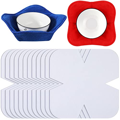 Cozy Pre Cut Batting Microwave Quilt Batting Fabric Batting for Quilting Bowl Cozy Pattern Template Bowl Wrap Cut on Fold Template for Sewing DIY, 9.84 x 9.84 Inch(12 Pieces)