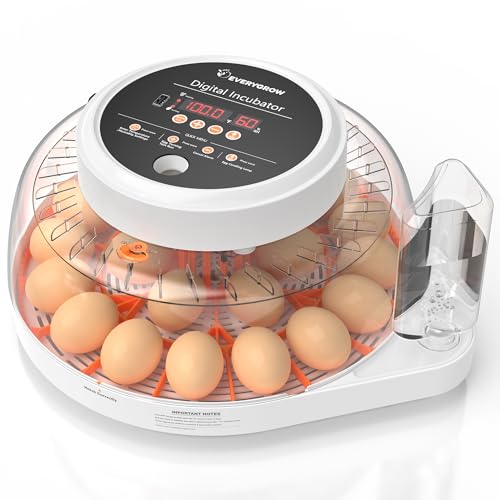 EVERYGROW 22 Egg Incubator for Hatching Eggs with Humidity Display, Automatic Egg Turner and Egg Candle Tester, Humidity Temperature Control Incubators for Chickens Ducks Quails Eggs