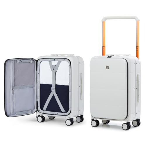 Hanke 20 Inch Carry On Luggage Hard Shell Suitcases with Spinner Wheels Suitcase for Men Women TSA Luggage Travel Suit Case Lightweight Wide Handle Rolling Luggage(Smoke White)