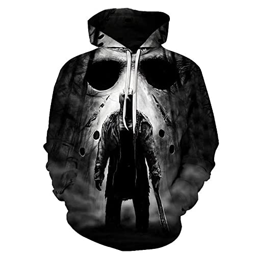 CHLOBLOM Jason Voorhees Costume Michael Myers Hoodie 3D Jacket Pullover Sweatshirt (XL, Color 10)