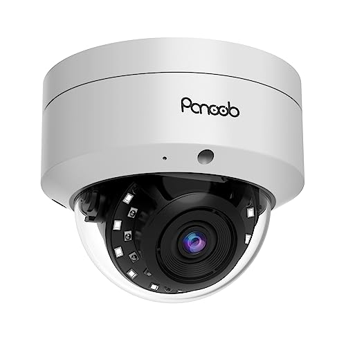 PANOOB 4MP PoE IK10 Vandal-Proof Dome Camera with Mic/Audio, H.265 Outdoor Indoor IP Camera with Motion Detection, 100ft IR Night Vision, IP67, 110° Wide Angle 2.8mm Lens, PD54A1-4M (Not PTZ)