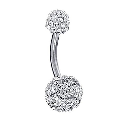 Kiokioa 316L Titanium steel Bling Disco Ball Crystal Belly Button Navel Ring Christmas Gifts 14 G