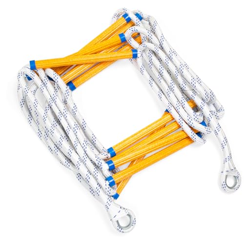 Yetlunsion 6.6ft Safety Balcony Fire Escape Ladder with Hooks & Bolt, Fast to Deploy Sturdy and Strong, 2 Story Rope Ladder Portable and Reusable Weight Capacity up to 2000 Pounds