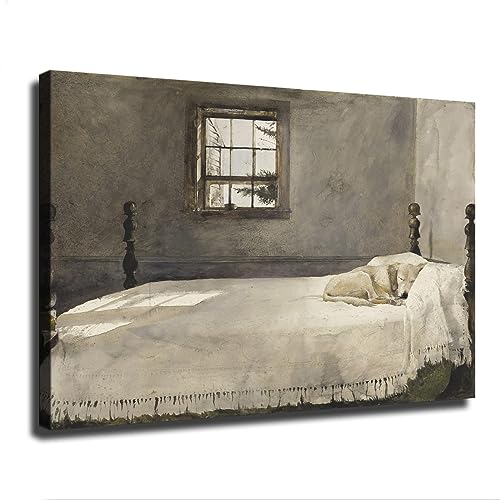 Andrew Wyeth Master Bedroom Poster Picture HD Canvas Print Famous Artwork Beautiful Home Decor Bedroom Holiday Moving Gift Wall Art Decor (24x36inch-UnFramed)