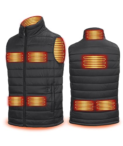 uupalee Heated Vest for Men with Battery Pack Outdoor Lightweight Warm Heating Clothing Black L