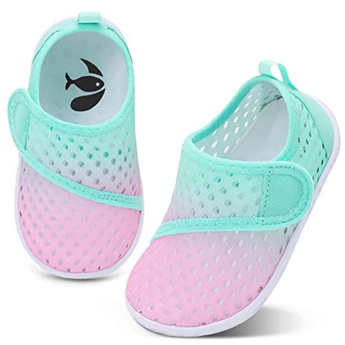 shopUAL Baby Boys Girls Barefoot Swim Pool Water Shoes Beach Walking Sandals Athletic Sneakers Pink Green Little Kid 13