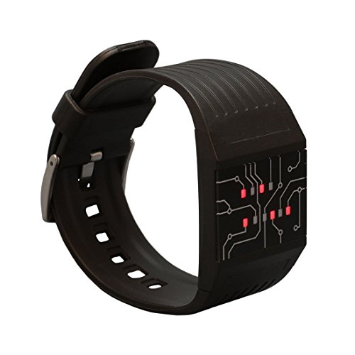 getDigital Binary Wrist Watch for Professionals with LED Lights - A Black Digital Clock That depicts The time as Binary Code