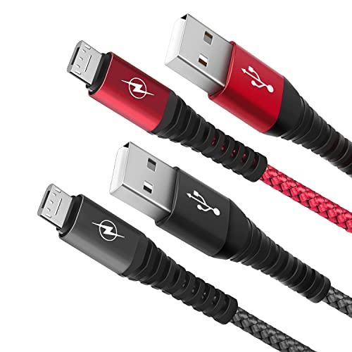 XUANMEIKE PS4 Controller Charger Charging Cable, 2 Packs of 10 Feet Long Nylon 3A Charging Cable, Suitable for Playstation 4, PS4 Slim/Pro, Xbox One S/X Controller, Android Phone (Black & Red)