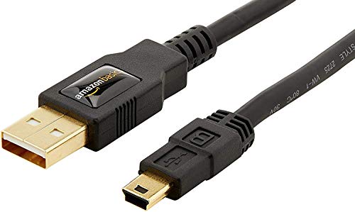 Amazon Basics USB-A to Mini USB 2.0 Fast Charging Cable, 480Mbps Transfer Speed with Gold-Plated Plugs, 3 Foot, Black