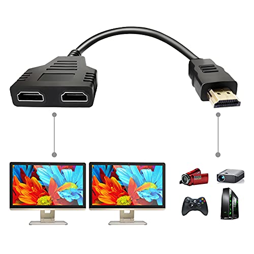 HDMI Splitter Adapter Cable - HDMI Splitter 1 in 2 Out HDMI Male to Dual HDMI Female 1 to 2 Way for HDMI HD, LED, LCD, TV, Support Two The Same TVs at The Same Time 1080P 30cm