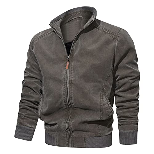 chongfeng Jacket Leisure Sports Top Plus Velvet Zip Pocket Stand-Up Collar Jacket Blouse For Men (AA1-Coffee, XXXL)