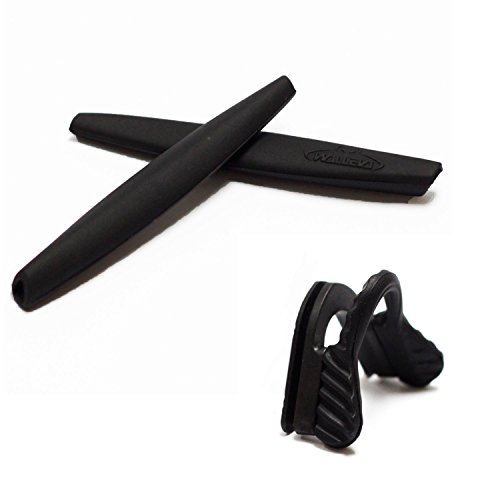 Walleva Earsocks with Nosepads for Oakley M Frame Series Sunglasses, Black Earsocks + Black Nosepads