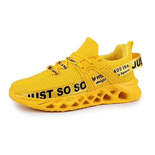 Mens Running Shoe Walking Blade Athletic Tennis Shoes Just So So Non Slip Shoes Men Fashion Sneakers Yellow