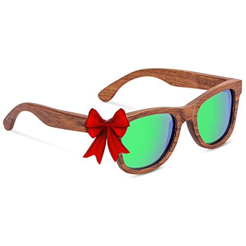 cloudfield Wood Frame Sunglasses for Men and Women with 9-Layer Polarized Lenses and Double Layer of UV Blocking Coating