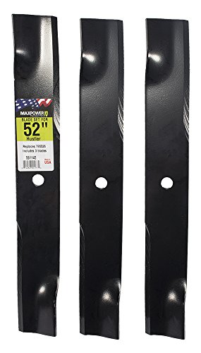 Maxpower 561145B 3 Blade Set for 52 in. Cut Hustler Mowers, Replaces OEM #'s 795526, 603995, 783753 and Dixie Chopper 30227-52X, Black