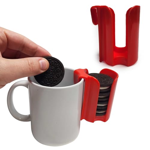 Kitchen Discovery Cup Cookie Holder Cookie Holder for Cup Hooks to Mugs and Milk Glasses to Keep Cookies and Biscuits in Dunking Reach – Cookies Holder, Tea Bag Caddy in Bright Plastic