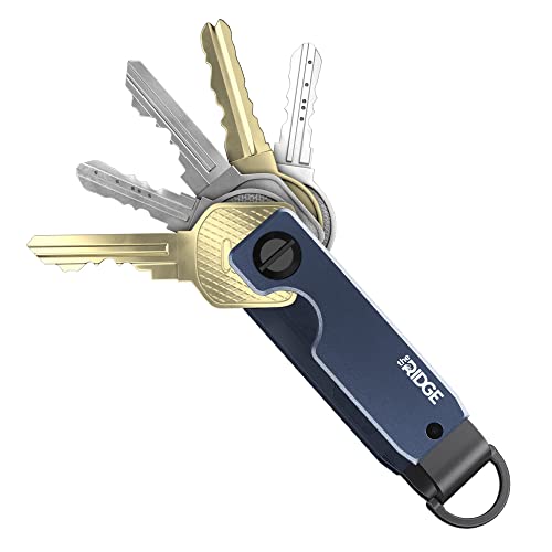 The Ridge Key Organizer - Compact Metallic Key Holder | Minimalist Innovative Keyholder | Smart Keychain Secures 2-6 Keys (Alumnium Navy)