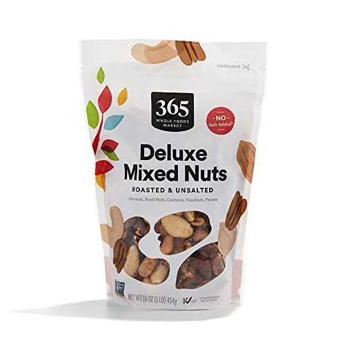 365 by Whole Foods Market, Unsalted Deluxe Mixed Nuts, 16 Ounce