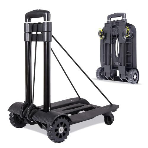 Folding Hand Truck,Luggage Cart with Wheels Foldable,Lightweight Aluminum Portable Foldable Dolly Cart for Car Seat Wheels for Airport Travel Cart Dolly