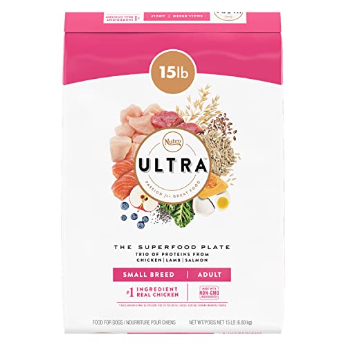 NUTRO ULTRA Adult Small Breed High Protein Natural Dry Dog Food with a Trio of Proteins from Chicken, Lamb and Salmon, 15 lb. Bag