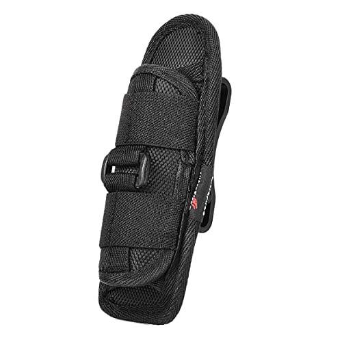 UltraFire Tactical Flashlight Holster,Compact Nylon Duty Belt Flashlight Holder Pouch,1 inch LED Flashlight Universal,with 360 Degrees Rotatable Clip Long Type,Baton Holder(Upgraded Buckle and Clip)