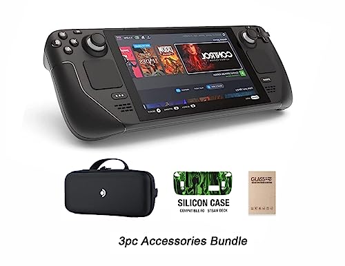 Valve Steam Deck 256GB Handheld Gaming Console, 1280 x 800 LCD Display, with Carring case, Tempered Film and Soft Silicone Protective Case