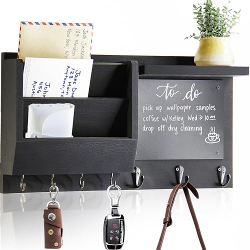 Ziivita Key Holder for Wall - Mail Holder Organizer Wall Mount with Shelf - Hanging Key Rack Hanger with Hooks Decorative for Home Coat Letter Dog Leash Entryway Living Room Decor