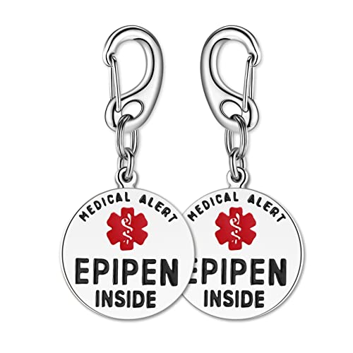 Divoti 1.25' Stainless Steel Dual-Sided (1 Unit) EpiPen Inside Bag Tag - Quick Clip