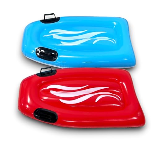 2 Pack Inflatable Boogie Boards for Beach - Inflatable Body Board with Handles for Water Slides for Kids & Adult, Blow Up Surfboard, Surf Floating Pool Float for Beach & Pool Floats by 4E's Novelty