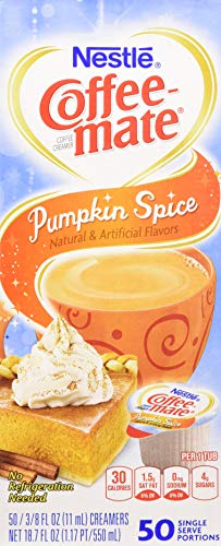Nestle,Pumpkin Spice, Coffee-mate Liquid Coffee Creamer Single Serving Tubs - Seasonal Flavor, 0.37 Fl Oz (Pack of 50)