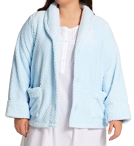 LA CERA Women's Fleece Bed Jacket Blue