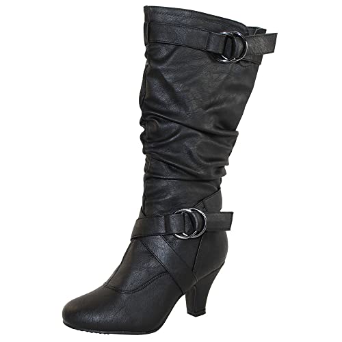 TOP Moda Women's Auto-2 Round Toe Dress Boot (Midnight, 8)