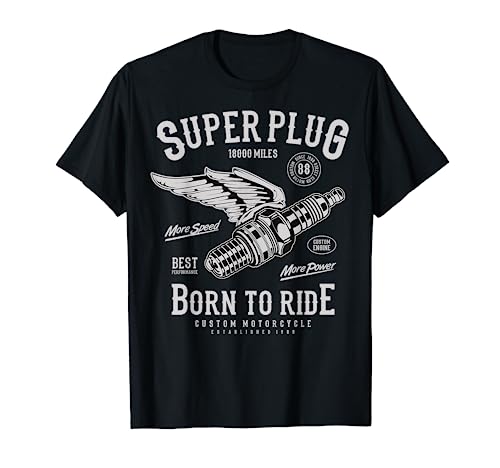 Super Spark Plug Vintage Motorcycle Born to Ride Tshirt