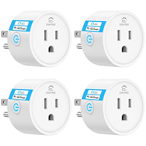 EIGHTREE Smart Plug, Smart Plugs That Work with Google Home, Compatible with SmartThings, Smart Outlet with WiFi Remote Control and Timer Function, 2.4GHz Wi-Fi Only, 4Packs