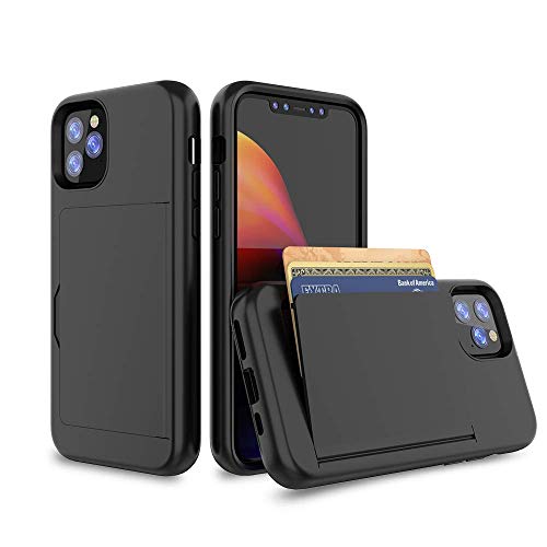 Erudite iPhone 12 Case, iPhone 12 Cell Phone Wallet Case Cover Credit Card Holder Flip Case Full Body Best Protective Soft Hybrid TPU Hard Durable No Scratch Shockproof for iPhone 12 Pro 6.1 (Black)