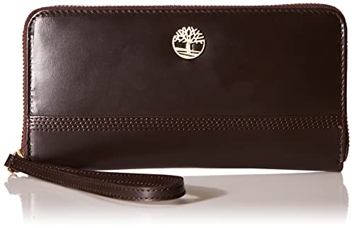 Timberland womens Leather Rfid Zip Around Wallet Clutch With Strap Wristlet, Brown (Cloudy), One Size US